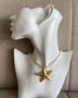 Collar con colgante de estrella de mar dorado, joyas elegantes para evento especial, look completo, envío a todo Chile.