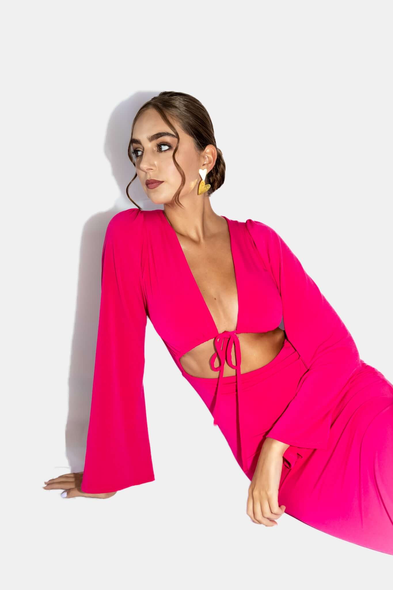 Vestido Sylvana Fucsia, elegante y cómodo, ideal para gala y graduación, envío a todo Chile.